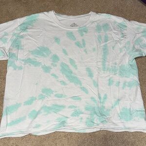 Tie-Dye Crop Top in White and Mint